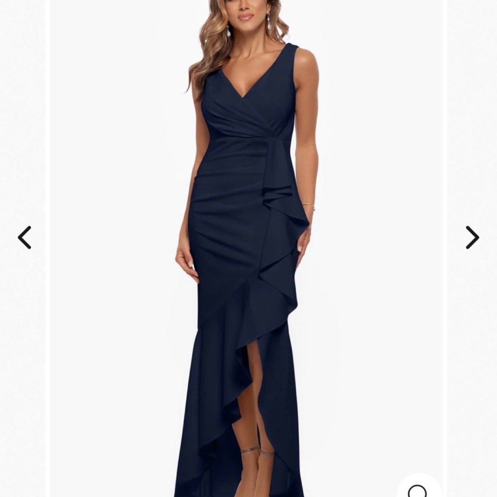 Betsy & Adam Navy High Low Dress